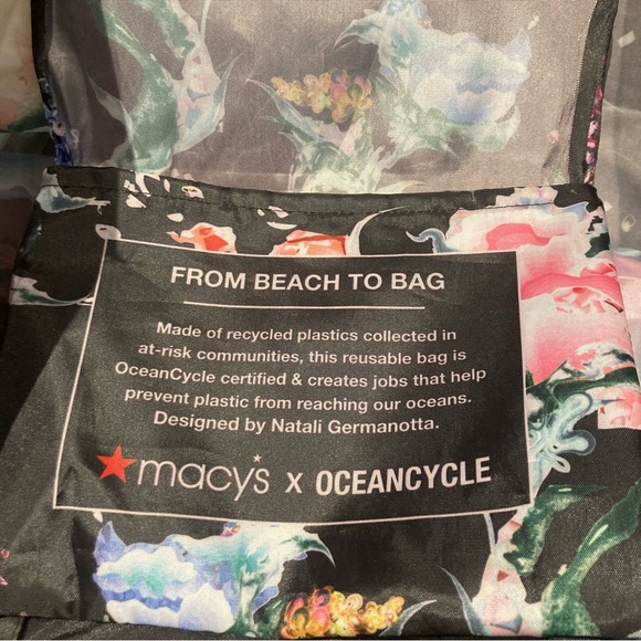 MACYS OCEANCYCLE BEACH TO BAG REUSABLE FOLDABLE TOTE BAG NEW - Picture 5 of 13